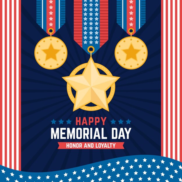Ilustración plana del día conmemorativo de Estados Unidos