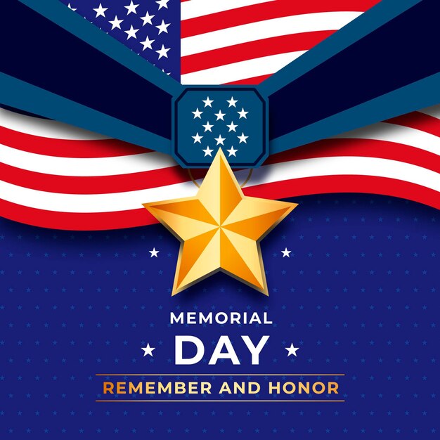 Ilustración plana del día conmemorativo de Estados Unidos