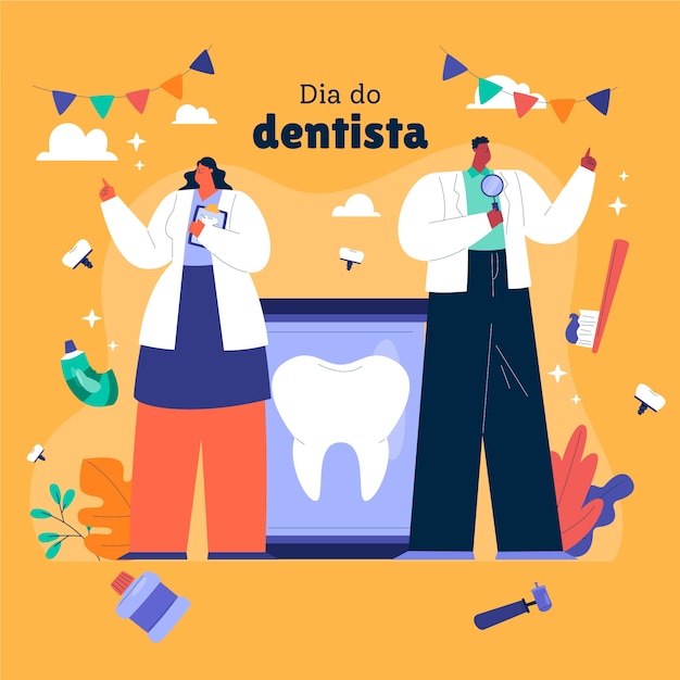 Vector gratuito ilustración plana del día del dentista