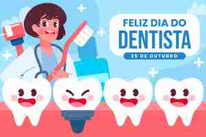 Vector gratuito ilustración plana dia do dentista