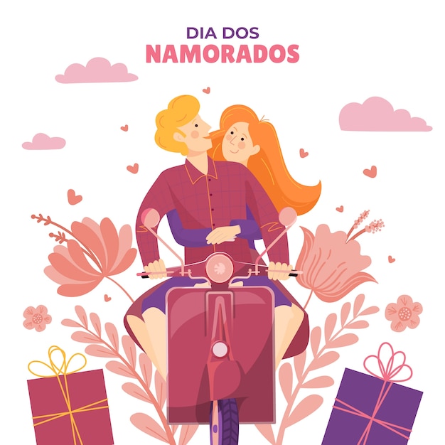 Ilustración plana dia dos namorados