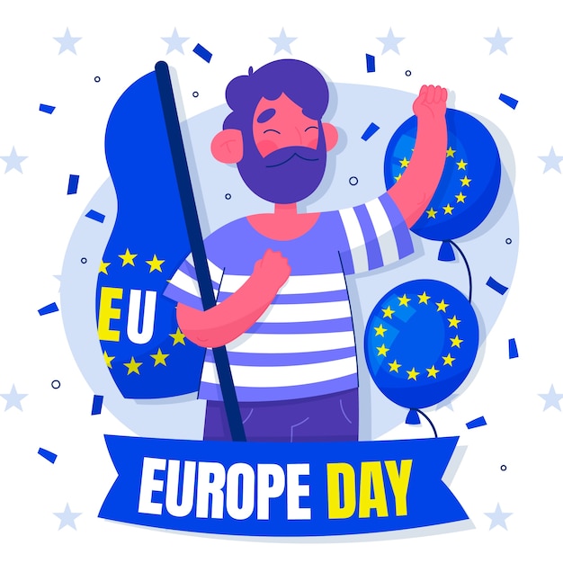 Vector gratuito ilustración plana del día de europa