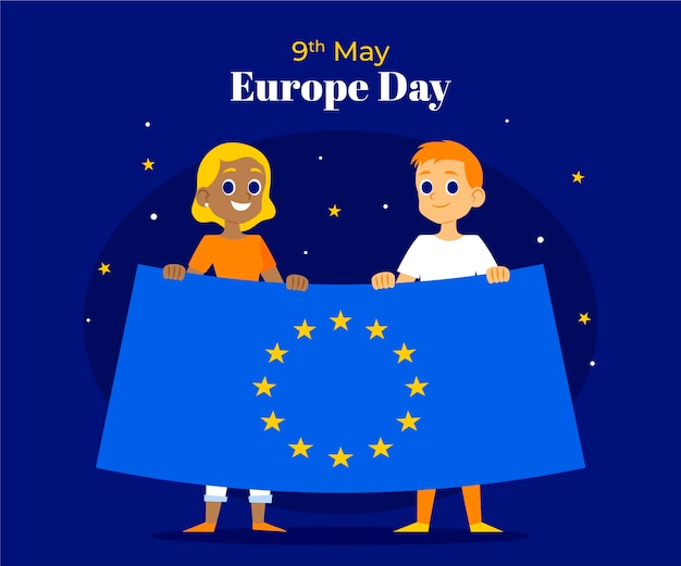 Vector gratuito ilustración plana del día de europa