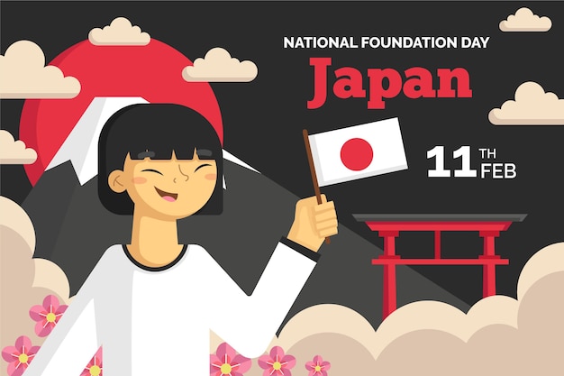 Vector gratuito ilustración plana día de la fundación de japón