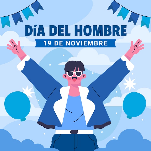 Vector gratuito ilustración plana para el día del hombre en español.