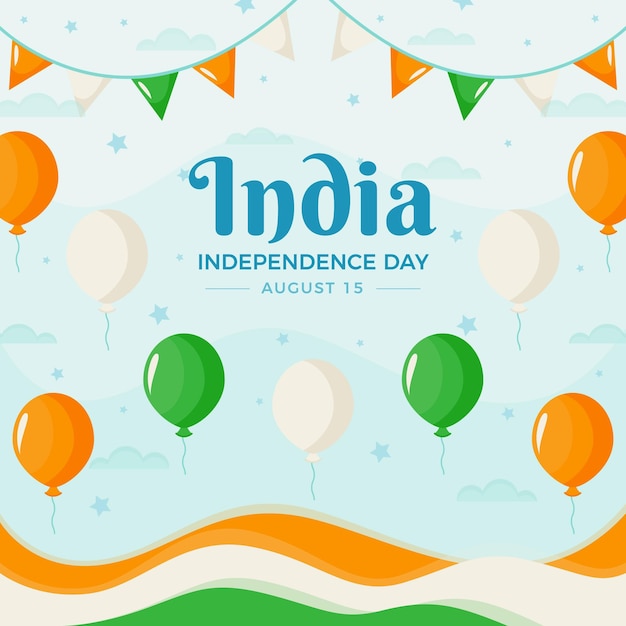 Ilustración plana del día de la independencia de india