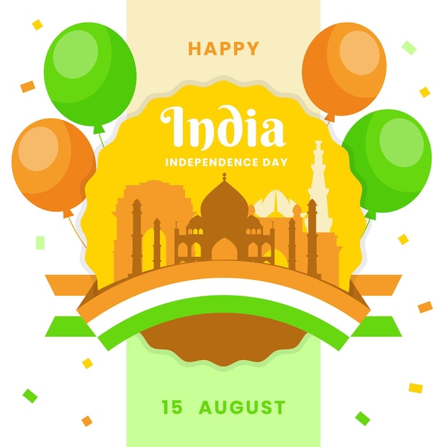 Vector gratuito ilustración plana del día de la independencia de india