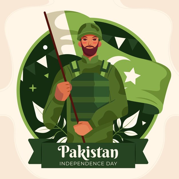 Ilustración plana del día de la independencia de pakistán