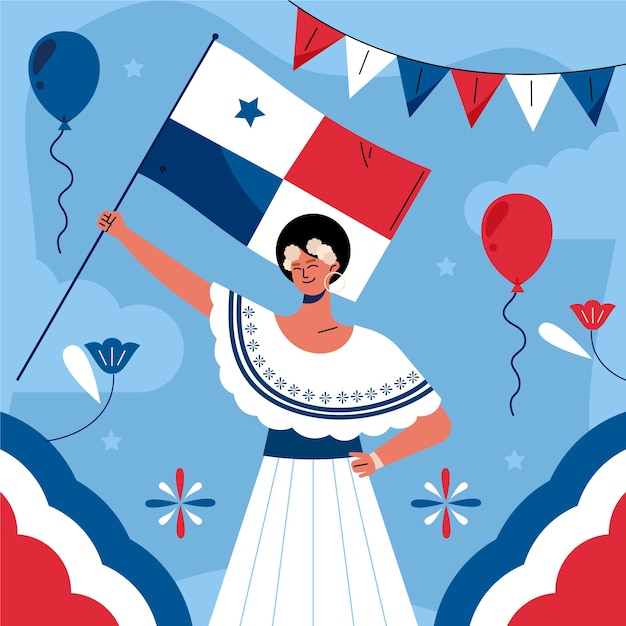 Vector gratuito ilustración plana del día de la independencia de panamá