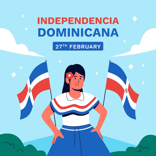 Vector gratuito ilustración plana para el día de la independencia de la república dominicana