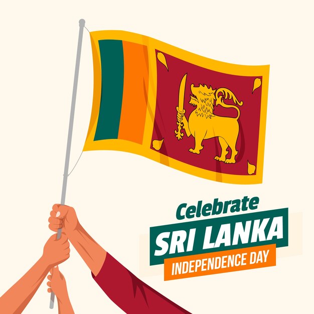 Ilustración plana del día de la independencia de sri lanka