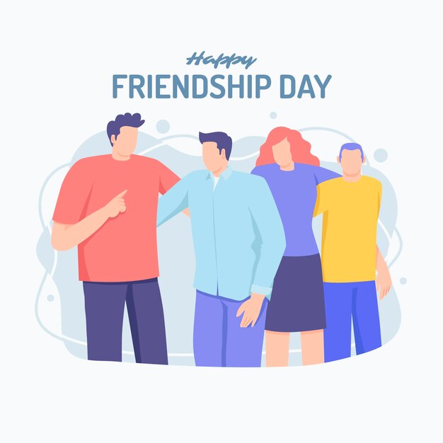 Ilustración plana del día internacional de la amistad