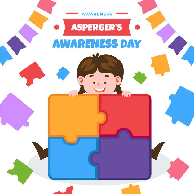 Ilustración plana del día internacional del asperger