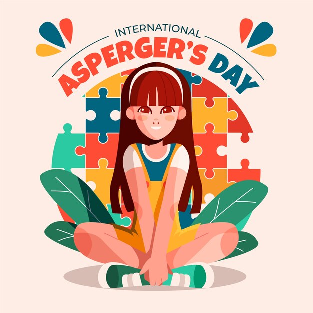 Ilustración plana del día internacional del asperger