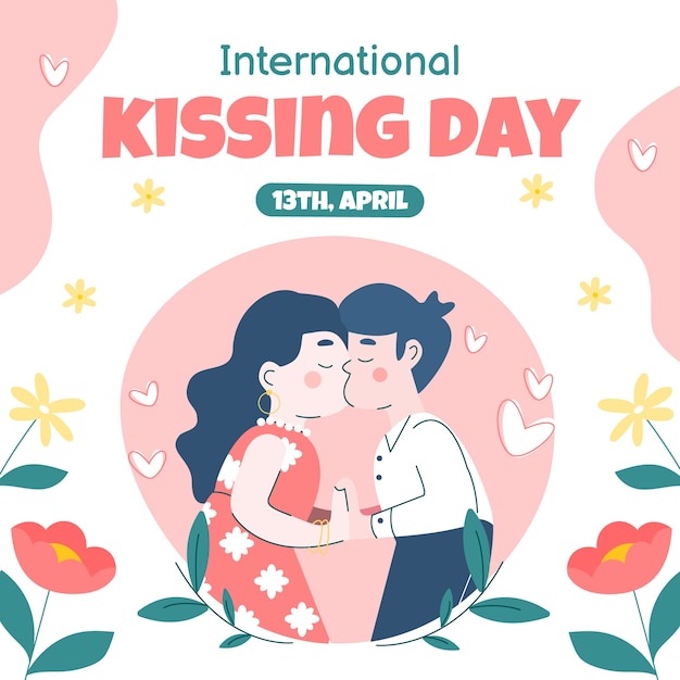 Vector gratuito ilustración plana para el día internacional del beso