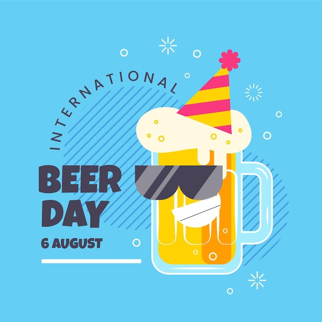 Vector gratuito ilustración plana del día internacional de la cerveza