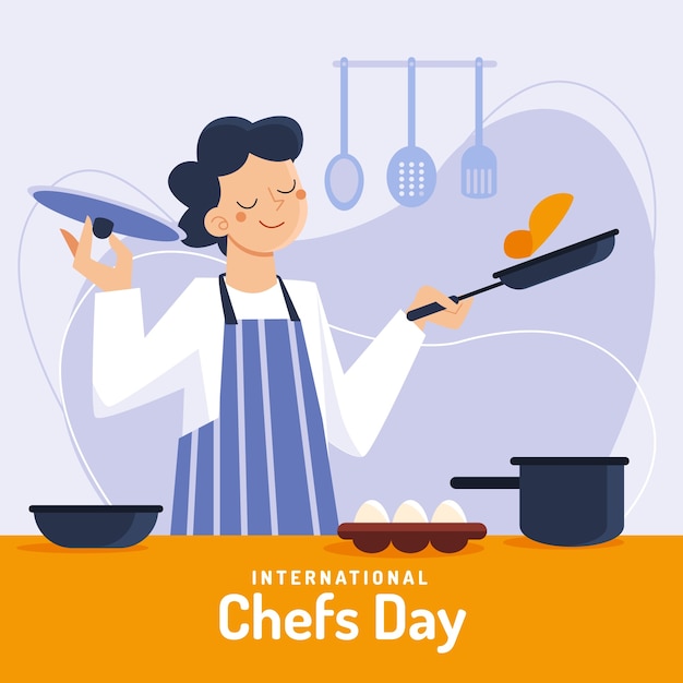 Ilustración plana del día internacional de los chefs