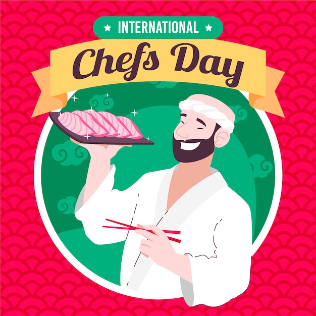 Ilustración plana del día internacional de los chefs