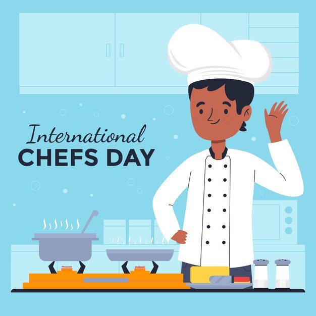 Ilustración plana del día internacional de los chefs