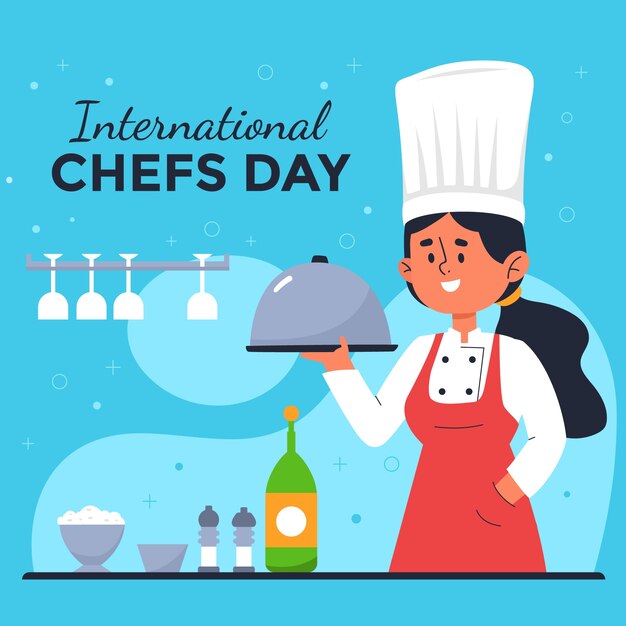 Ilustración plana del día internacional de los chefs