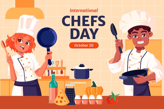 Ilustración plana del día internacional de los chefs