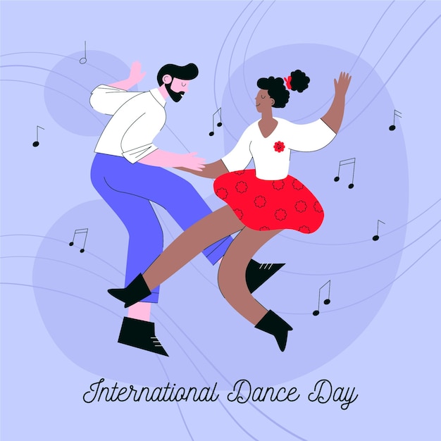 Vector gratuito ilustración plana del día internacional de la danza