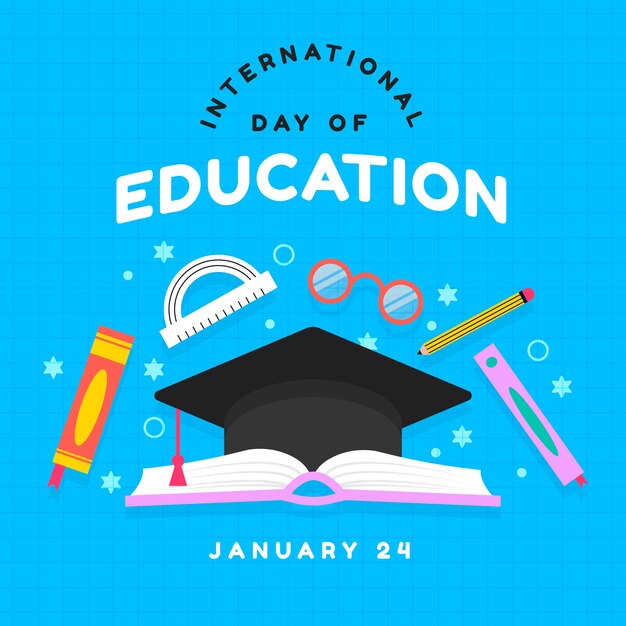 Ilustración plana del día internacional de la educación
