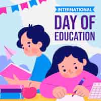 Vector gratuito ilustración plana del día internacional de la educación
