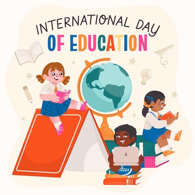 Ilustración plana para el día internacional de la educación.