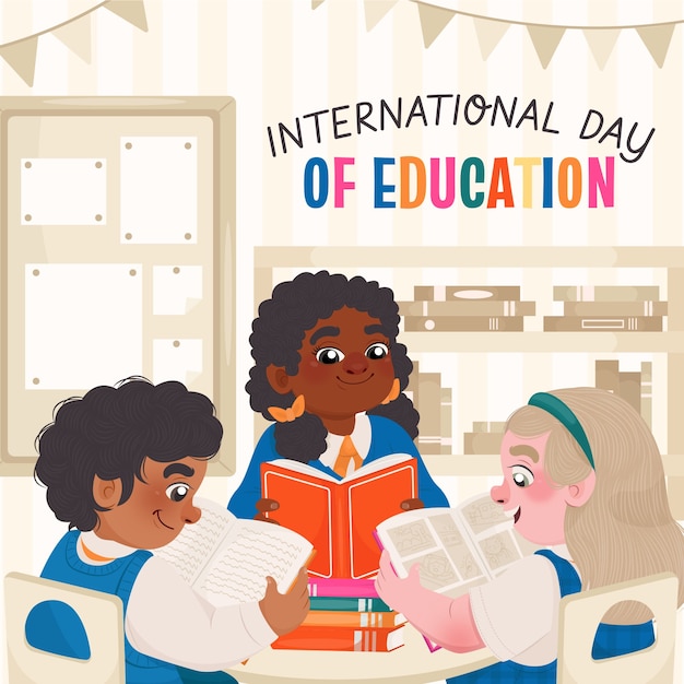 Vector gratuito ilustración plana para el día internacional de la educación.