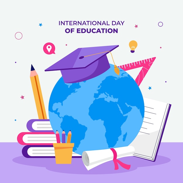 Vector gratuito ilustración plana para el día internacional de la educación.