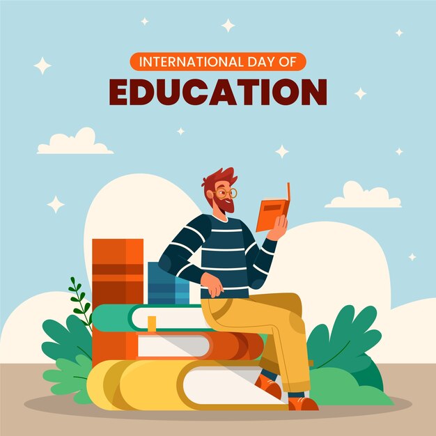 Ilustración plana para el día internacional de la educación.