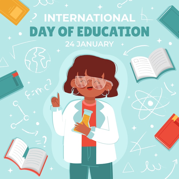 Ilustración plana del día internacional de la educación