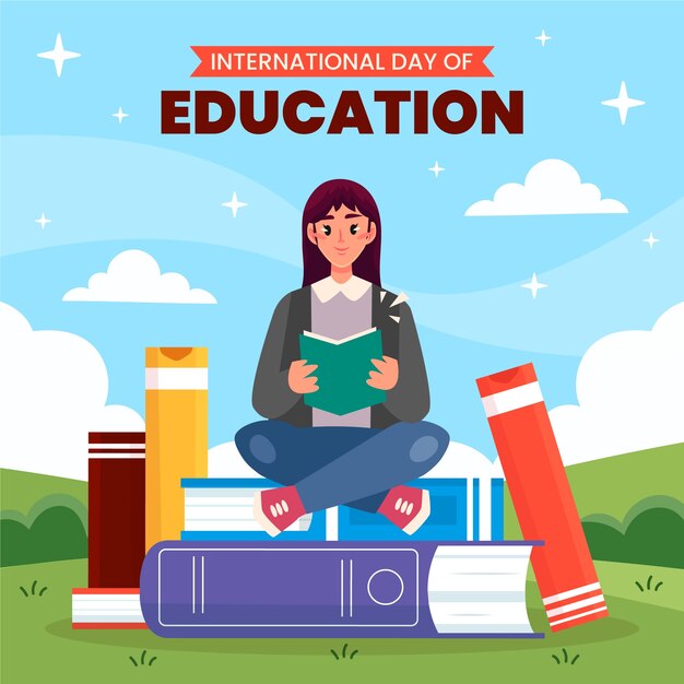 Ilustración plana para el día internacional de la educación