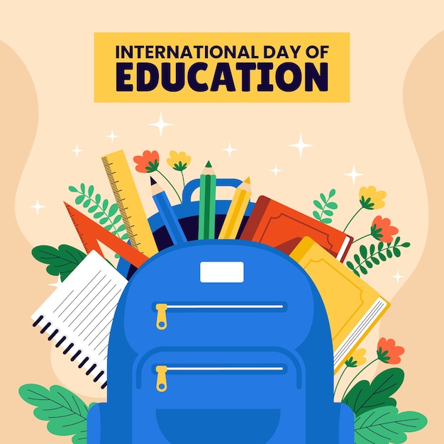 Ilustración plana para el día internacional de la educación