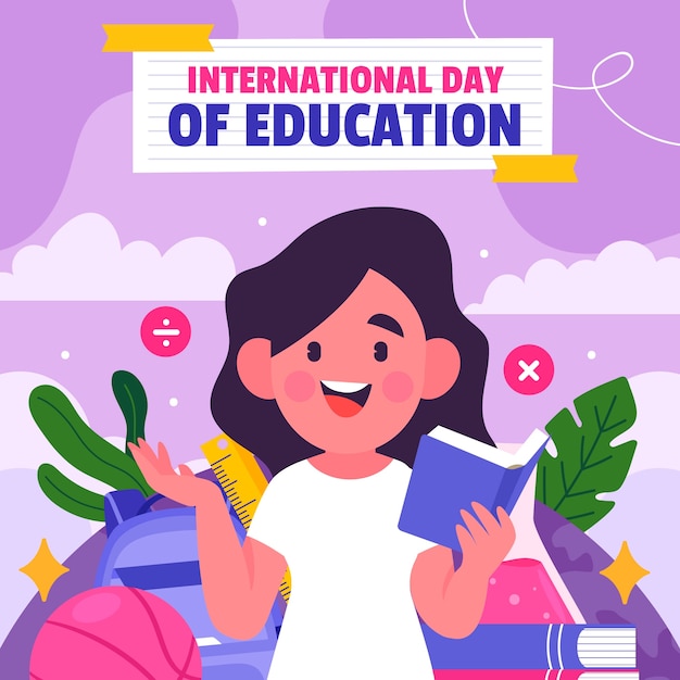 Ilustración plana para el día internacional de la educación