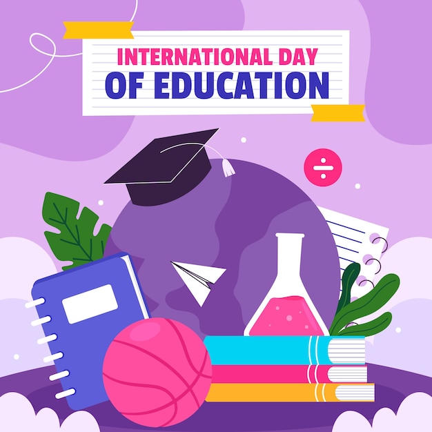 Vector gratuito ilustración plana para el día internacional de la educación