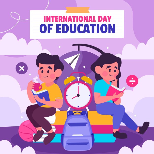 Ilustración plana para el día internacional de la educación