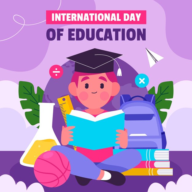 Ilustración plana para el día internacional de la educación