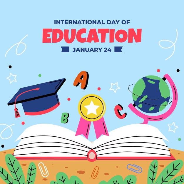 Ilustración plana para el día internacional de la educación