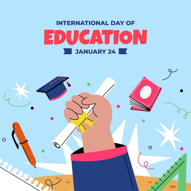 Vector gratuito ilustración plana para el día internacional de la educación