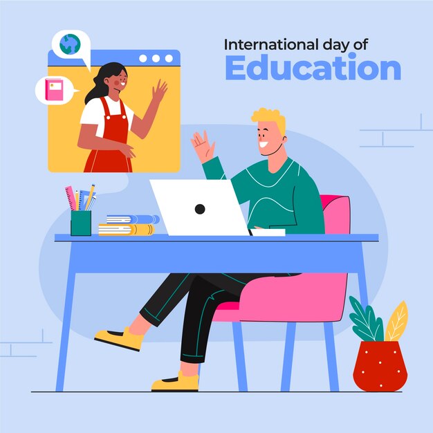 Ilustración plana para el día internacional de la educación