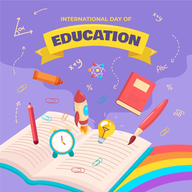 Vector gratuito ilustración plana para el día internacional de la educación