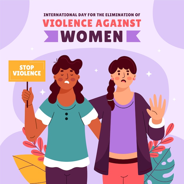 Vector gratuito ilustración plana para el día internacional para la eliminación de la violencia contra la mujer