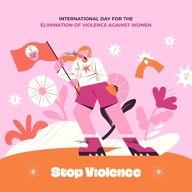 Vector gratuito ilustración plana para el día internacional para la eliminación de la violencia contra la mujer