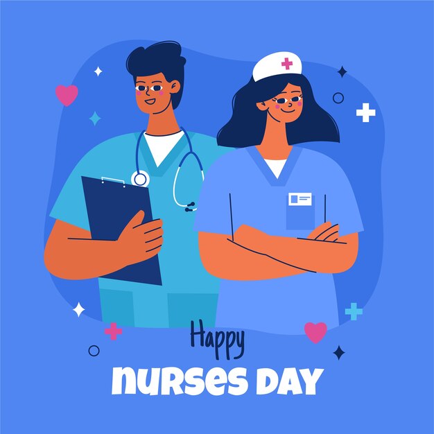 Ilustración plana del día internacional de las enfermeras