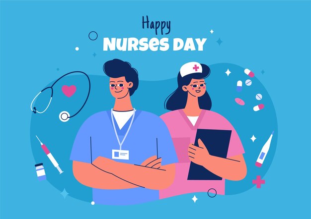 Ilustración plana del día internacional de las enfermeras