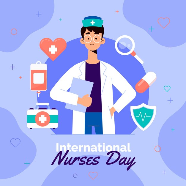 Ilustración plana del día internacional de las enfermeras