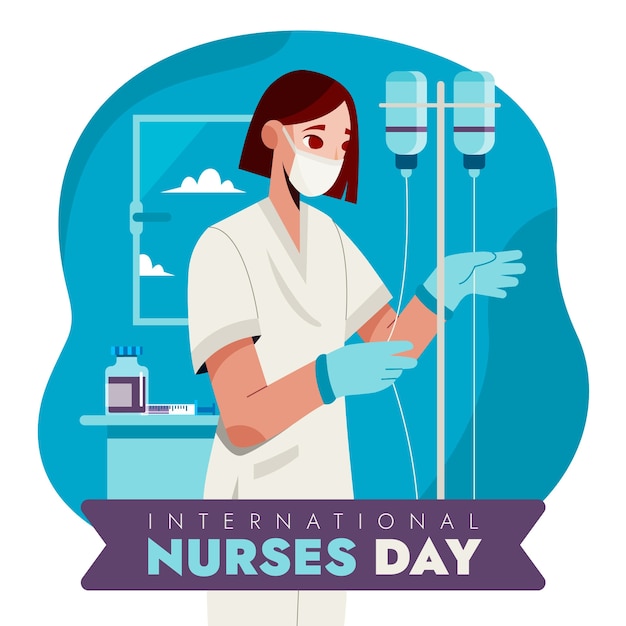 Ilustración plana del día internacional de las enfermeras