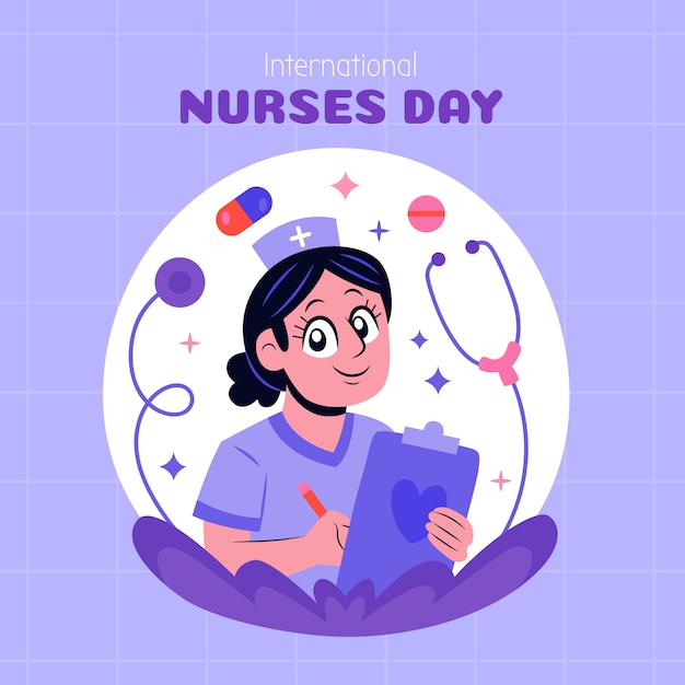 Ilustración plana del día internacional de las enfermeras
